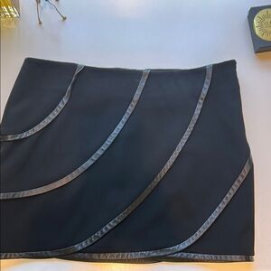 Diane Von Furstenberg Black Mini Skirt with leather Accents